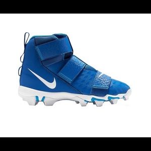 Nike Kids Force Savage Shark 2 Football Cleats, size 1Y, Blue, High Top